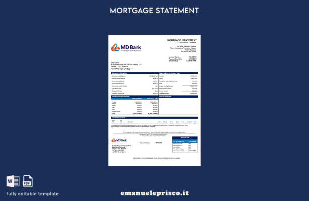 stile verificato Modello di estratto conto ipotecario Myanmar MD Bank Modello Wo